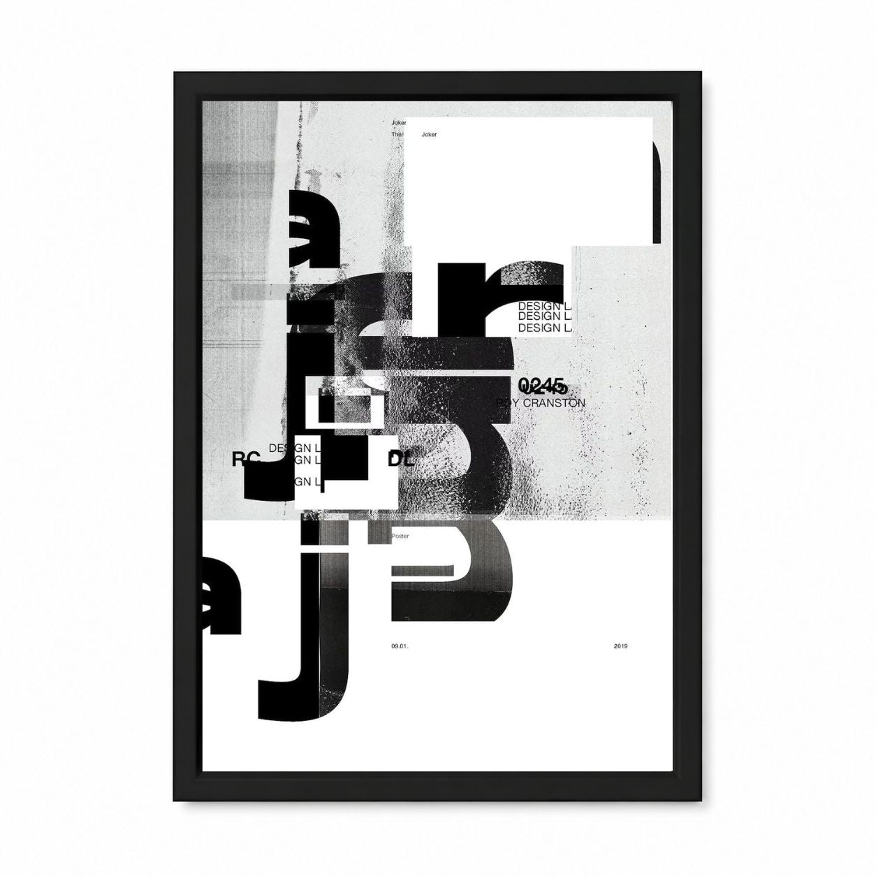 Abstract Typography Black & White Framed Wall Art