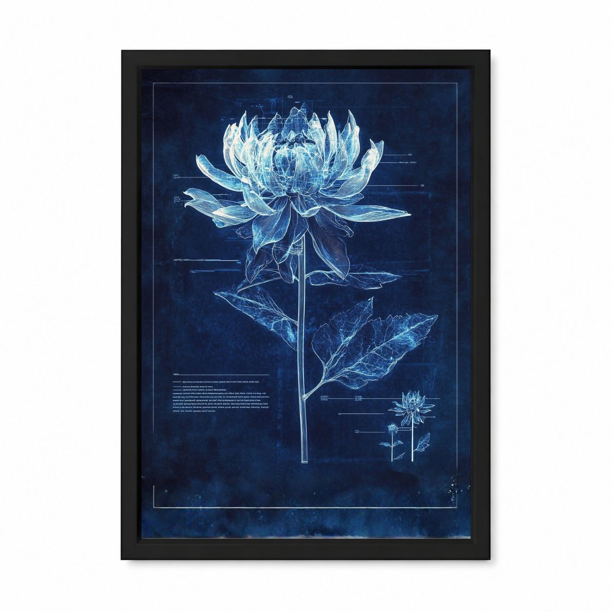 Botanical Blueprint Lotus Framed Wall Art