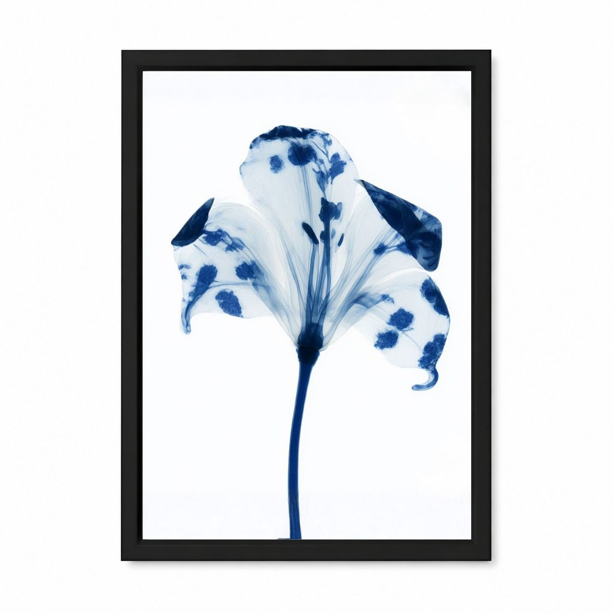 Indigo Blue Botanical Flower Framed Wall Art