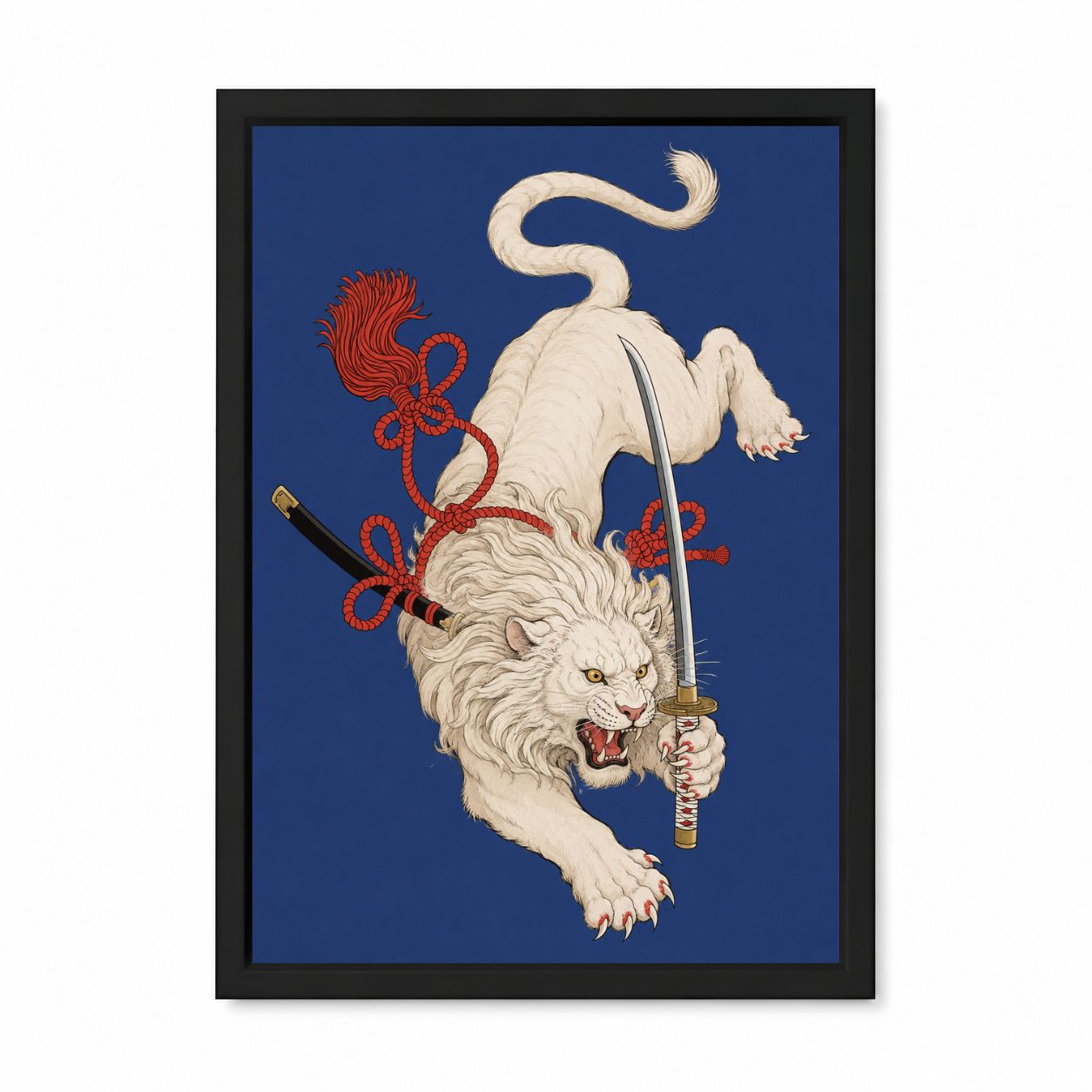Japanese Warrior Lion Framed Wall Art
